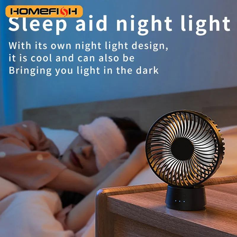 HOMEFISH F2 automatic shaking portable fan with LED light on removable bracket