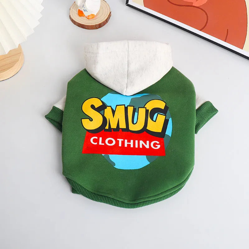 Green cotton dog clothing for autumn and winter wear available in sizes L to 4XL