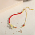 925 silver koi peace buckle bracelet with gold electroplating and red rope for women