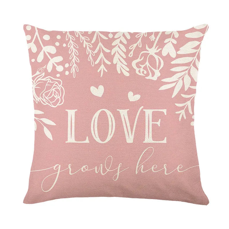 Plaid heart printed pillow cover in Valentine's Day colours on 45cm square cushion