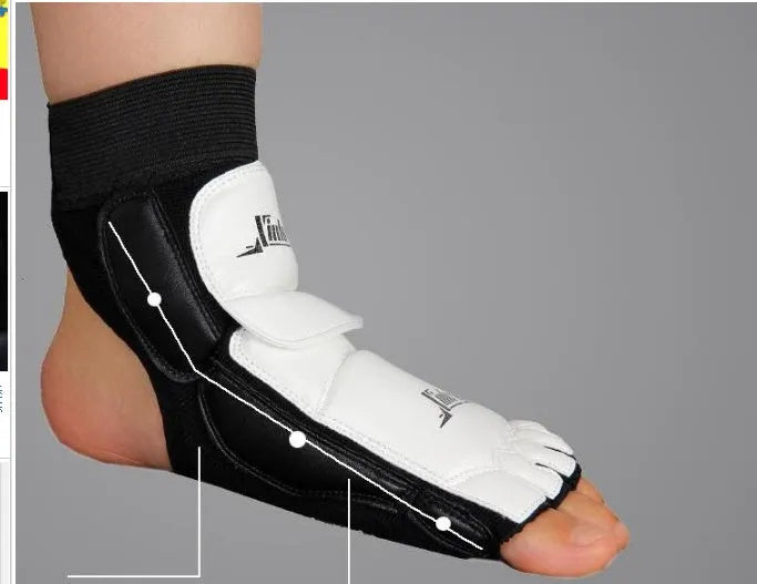 White PU leather boxing gloves and foot protection set for taekwondo with mesh cotton cloth