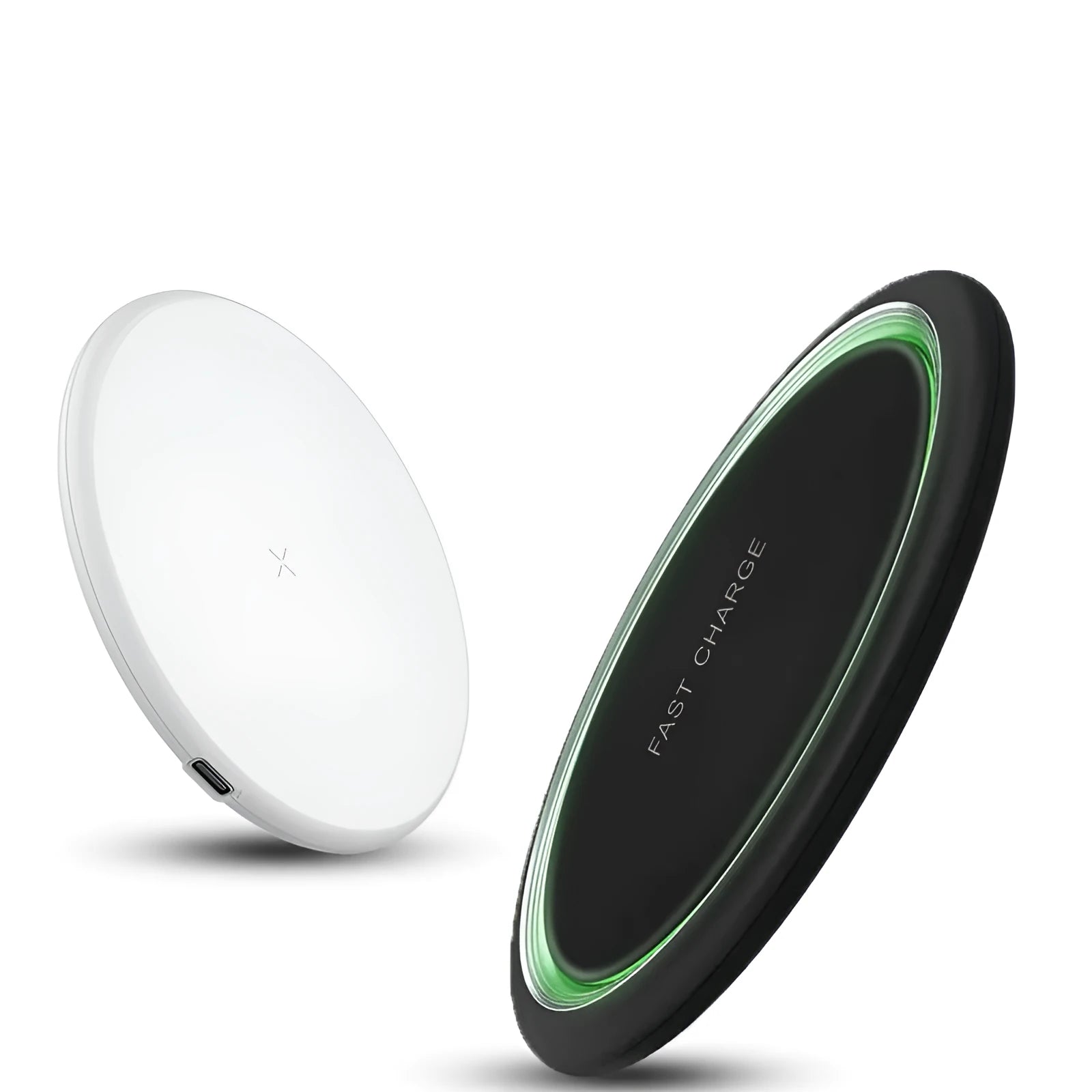 QI wireless charger in ABS plastic with 10W and 15W fast charging options Black and White colours
