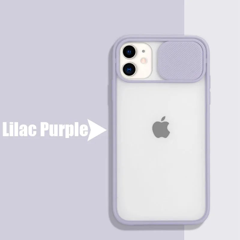 Frosted frame silicone phone case with clear lens cover for iPhone in multiple colour options