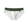 Men's solid colour cotton low waist briefs on a white background.