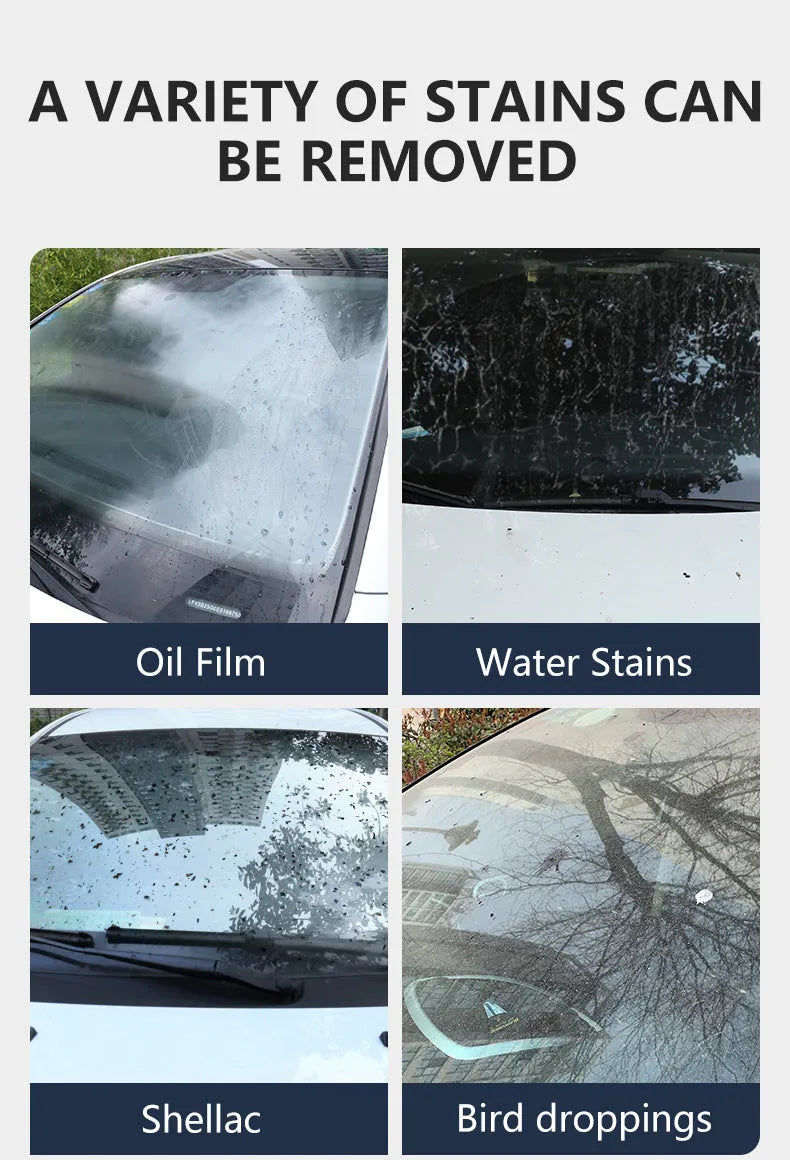 Glass oil film cleaning cream container showing paste formulation for car windows