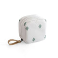 Cloth cube-shaped makeup storage bag in blue, pink, white, and white pink colour options.