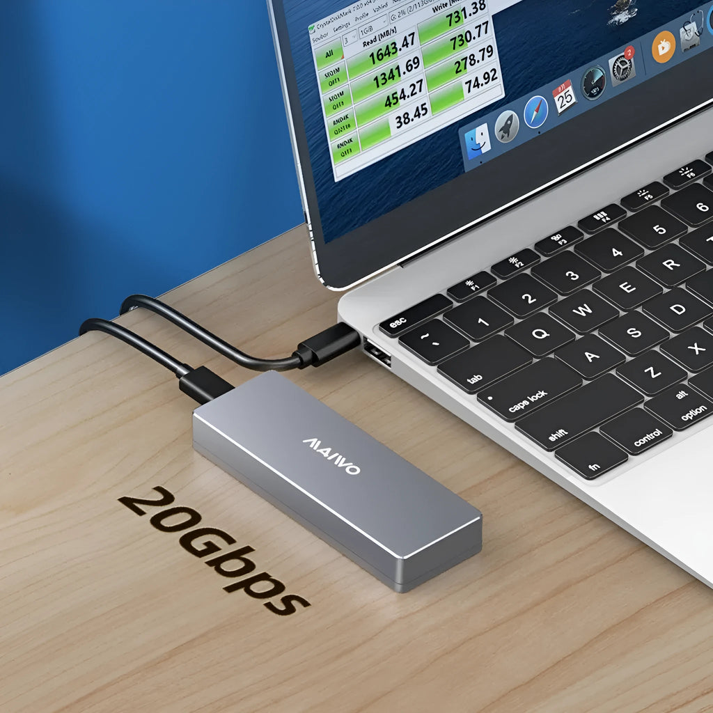 Type-C external hard drive enclosure for M.2 SATA SSDs with aluminium case and installation hardware