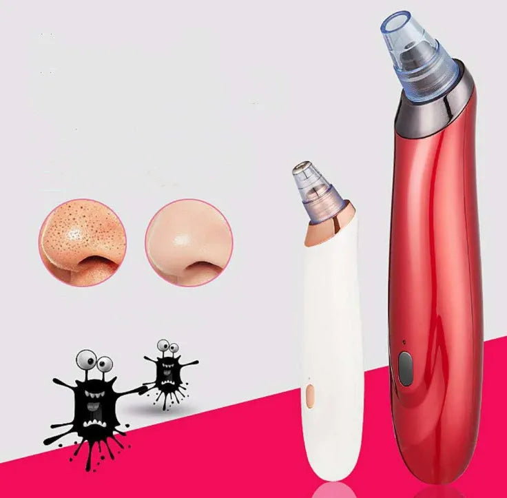 Electric blackhead remover tool with vacuum suction and set of five nozzle attachments