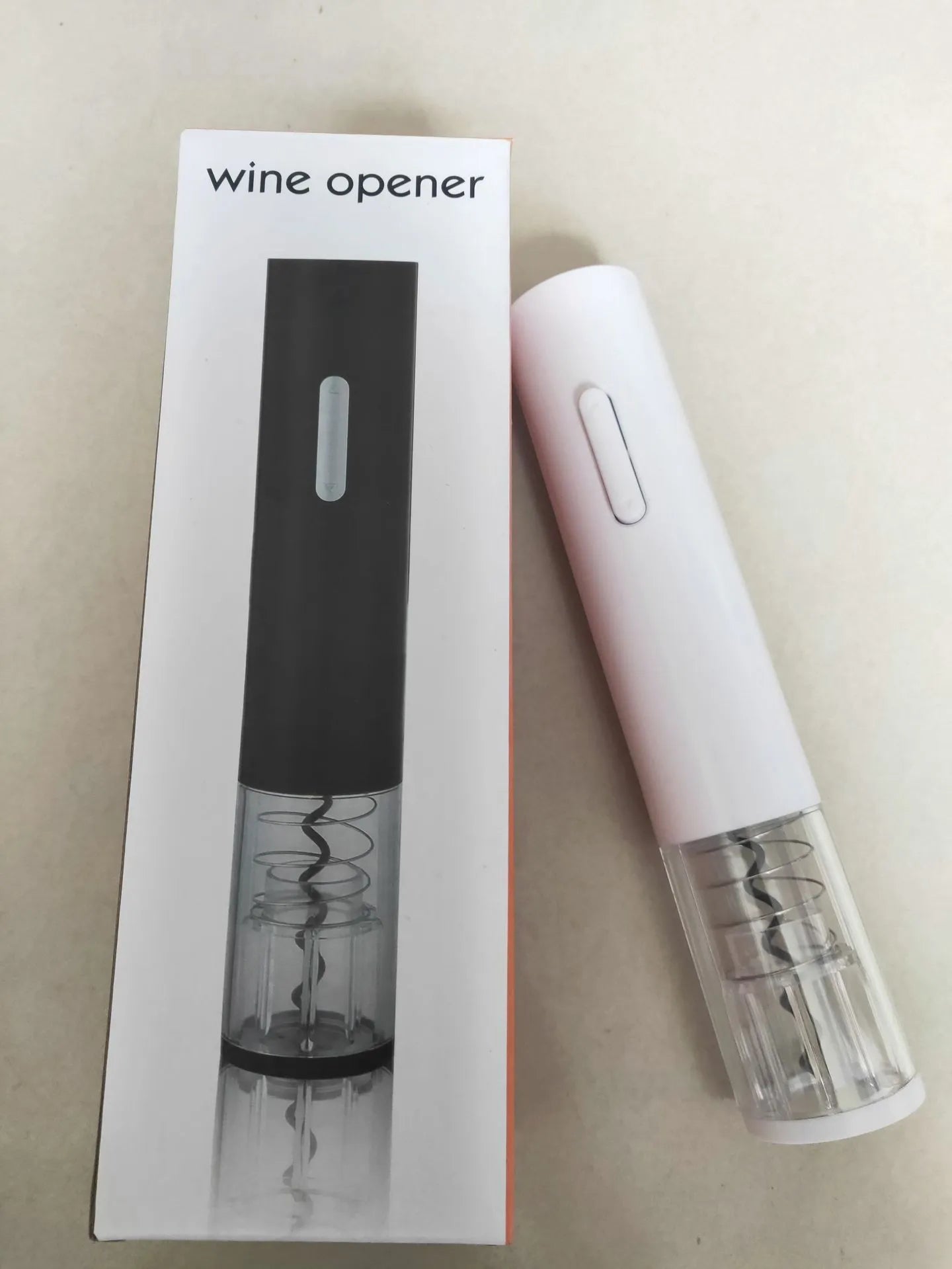 Electric wine opener with foil cutter in black, red or white colour with 23.5cm plastic body