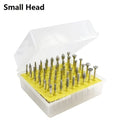 Set of elliptical cone diamond grinding heads for glass and stone carving with 3 mm shank