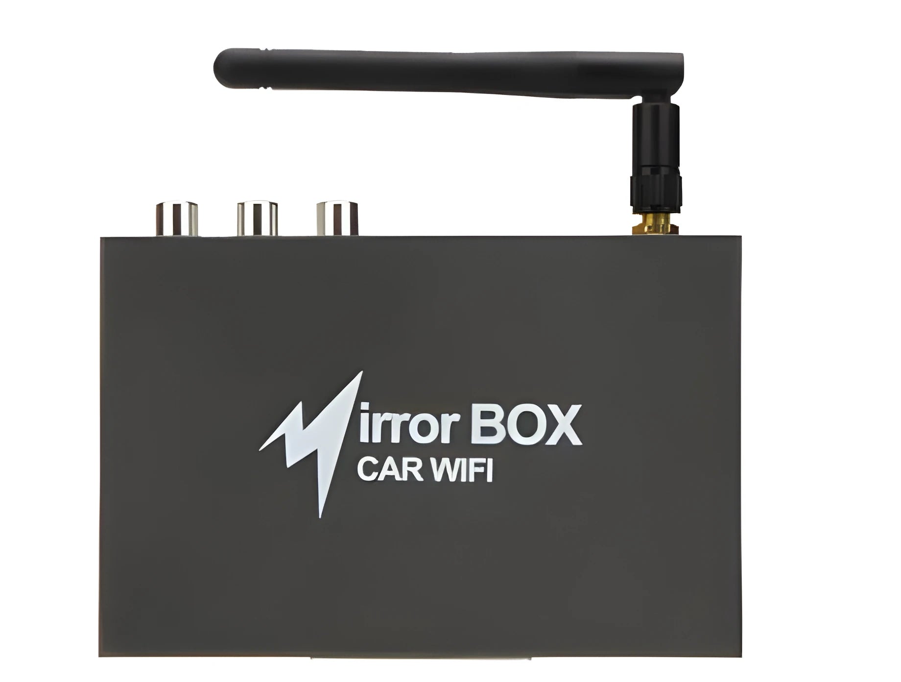 Black Car Mirror Link Box Wi-Fi converter with antenna and cables for smartphone screen mirroring