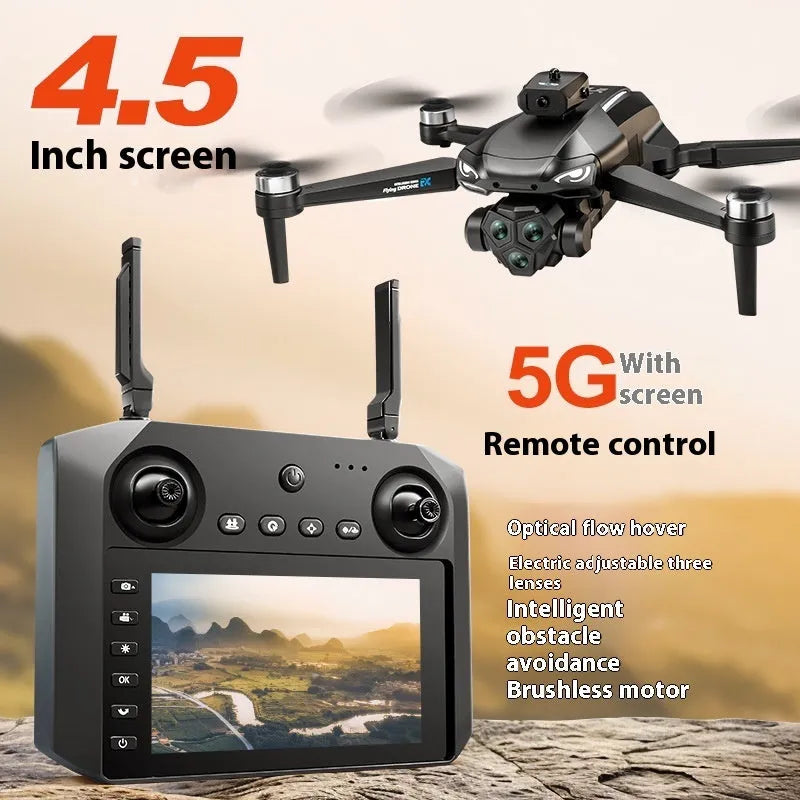 Brushless UAV folding four-axis drone with screen remote control, plastic body, under 30cm size