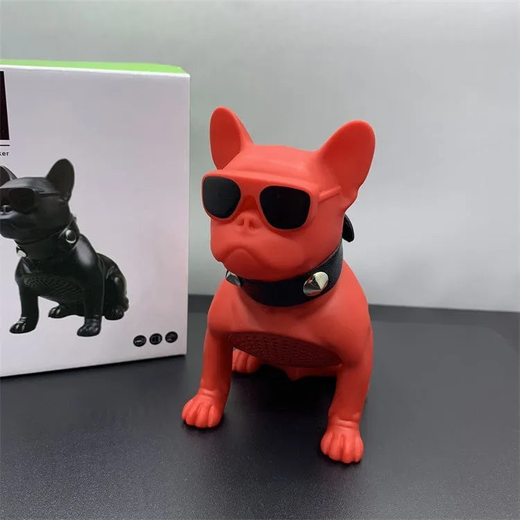 Mini Bulldog Bluetooth wireless speaker in black, red or white colour options.