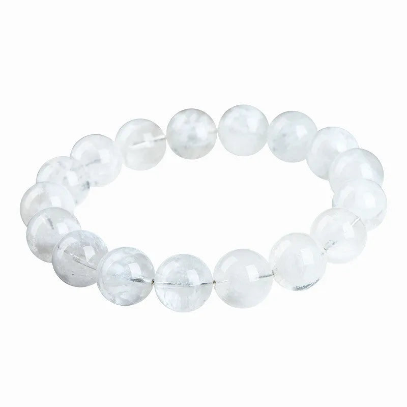 Women's crystal bracelet with natural blizzard snowflake round beads and geometric Ruyi Xiangyun design