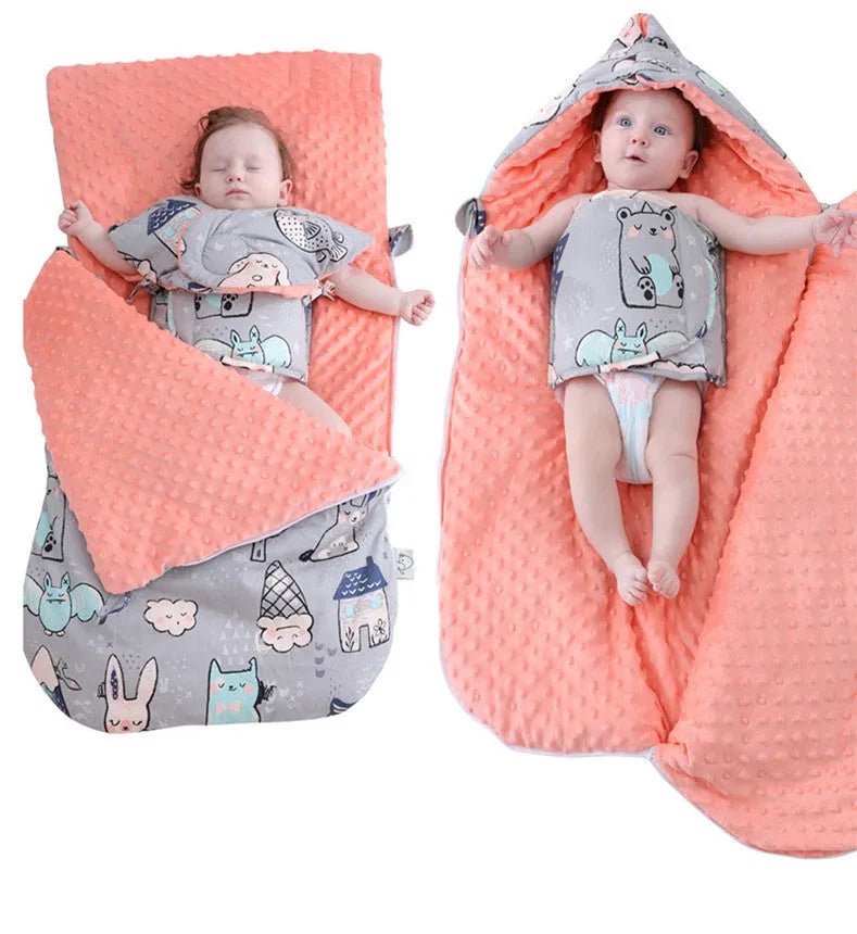 Newborn baby fleece blanket stroller cover 80x46cm blue starry sky pattern with 3D foaming lining