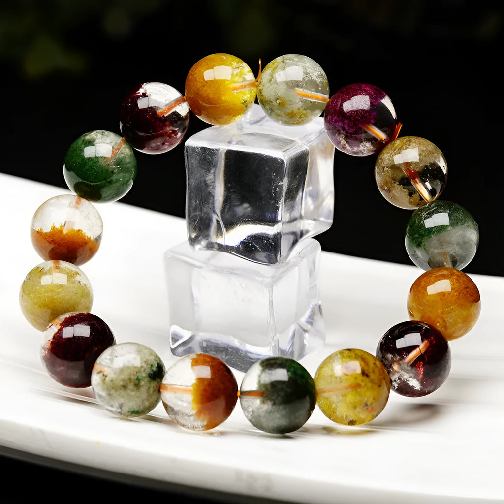 Crystal bracelet with colourful ghost cornucopia design and 10mm spherical beads