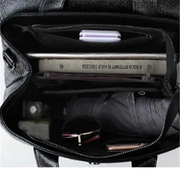 Women's black PU shoulder bag with large 36cm and small 34cm width options