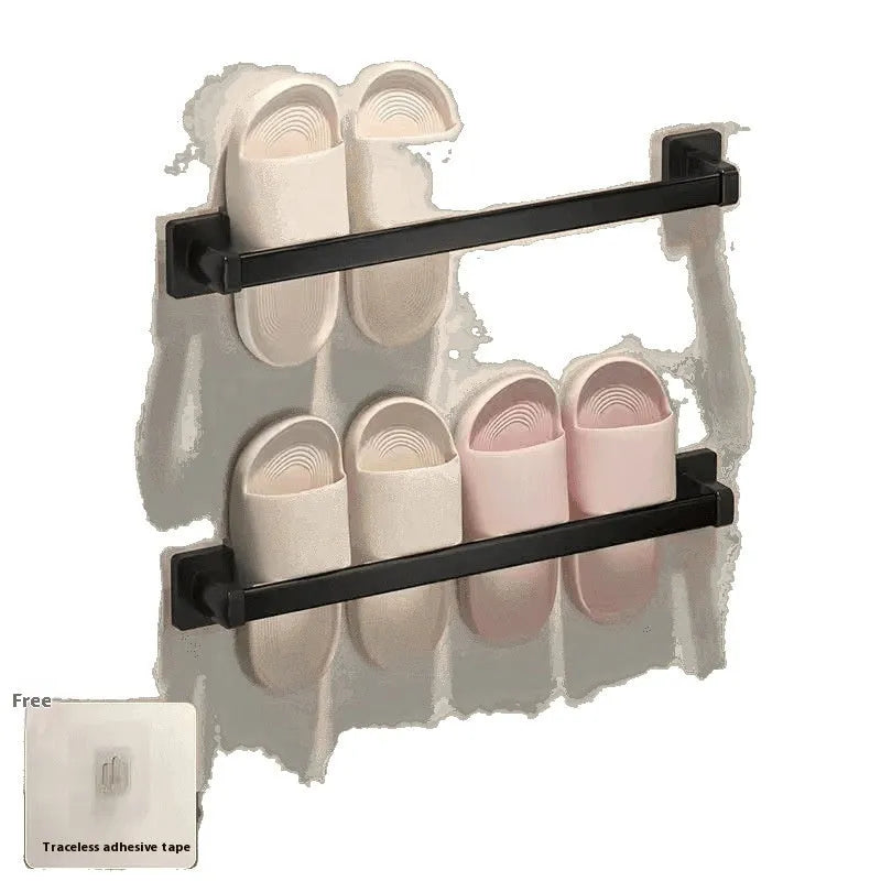 Nordic style wall-mounted slipper rack with an integrated seat in a choice of colours