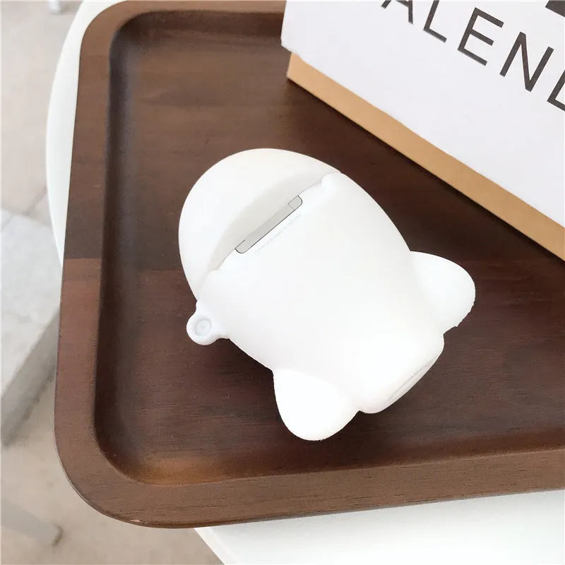 Cartoon airplane headset design silicone flip case for Apple AirPods 1st and 2nd generation with carry hook