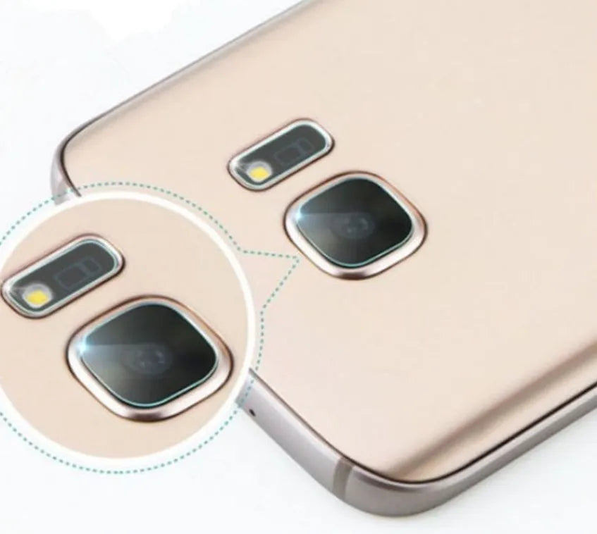Tempered glass protective film for Samsung Galaxy rear camera lens and flash.