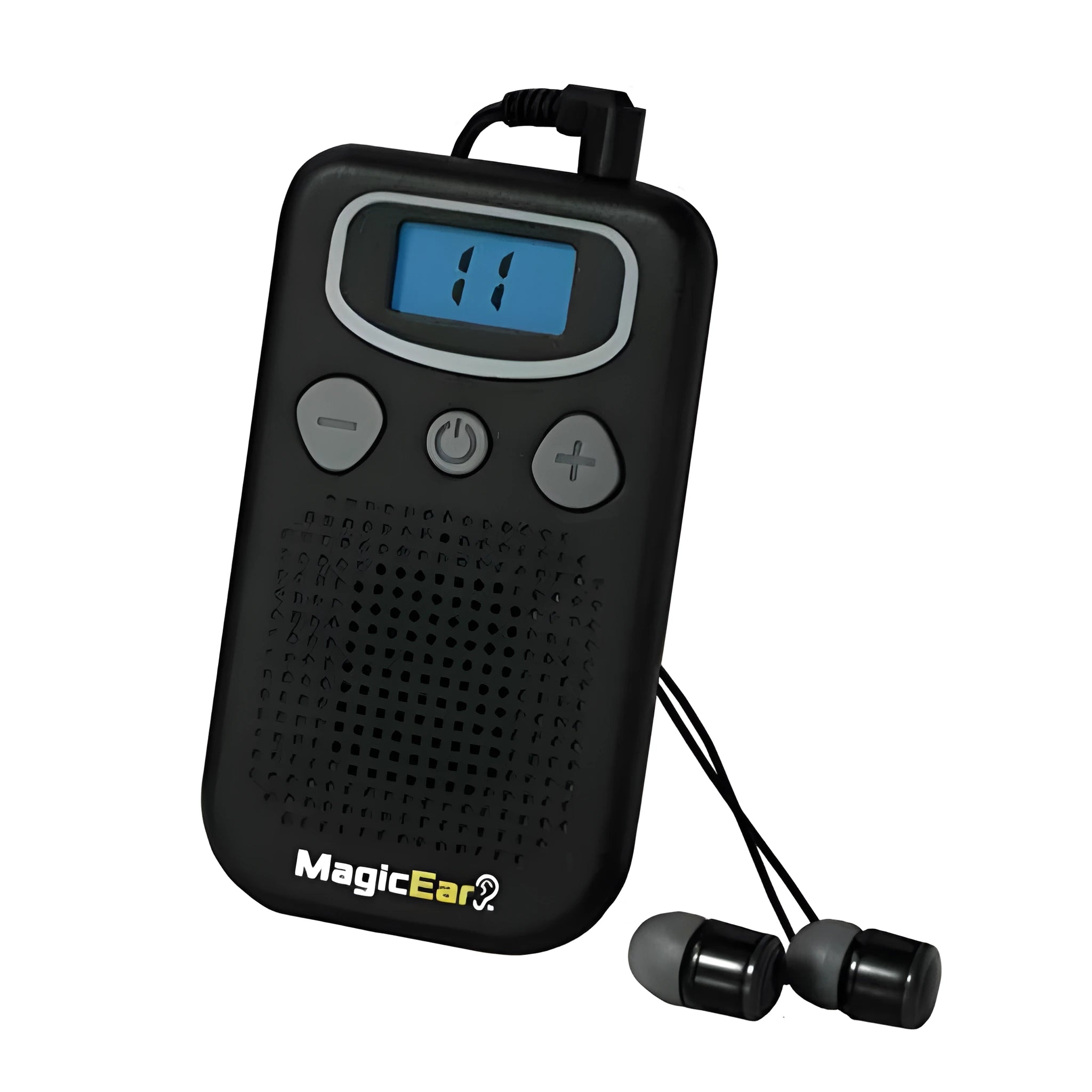 Handheld digital display hearing aid booster in brilliant colour with personal voice enhancement.