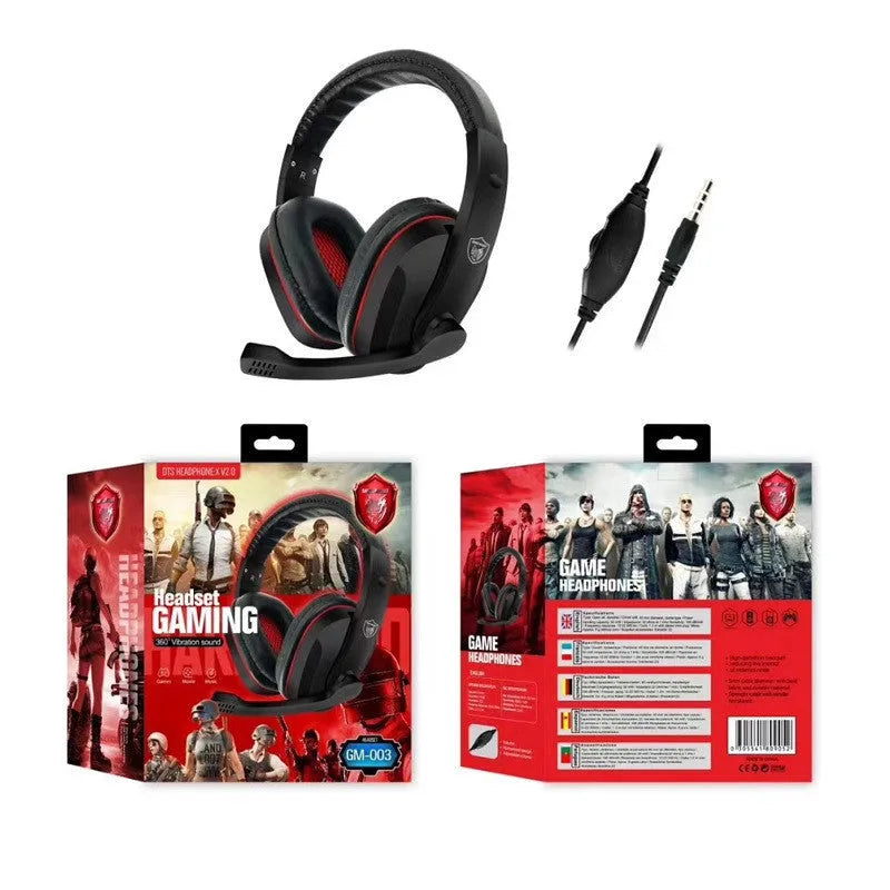 Black wired gaming computer headset with 40mm speakers and a 1.2m cable