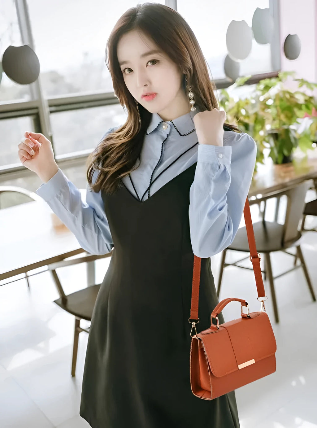 Fashion woman handbag PU soft shoulder bag in Black colour with polyester lining