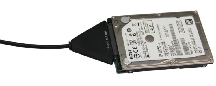 Black USB3.0 to SATA 7+15 pin adapter cable for connecting hard drives externally to computers