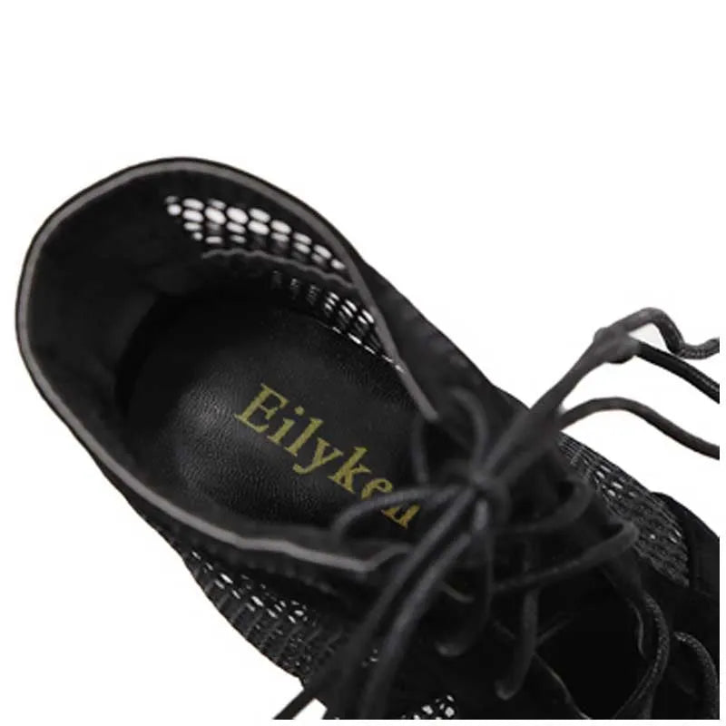 Black suede women's high heel shoes with lace-up design, 11.5cm heel and 1cm platform