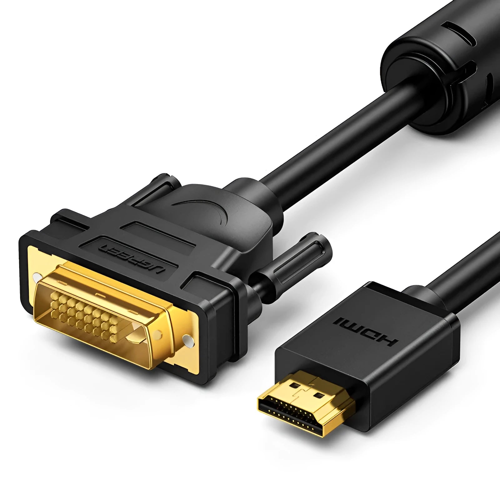 Green packaged HDMI cable adapter for laptop to external display connection, showing connector with two-way rotation feature.