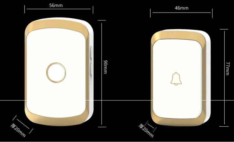 Wireless doorbell receiver and transmitter unit in white colour, showing plug and battery compartment.