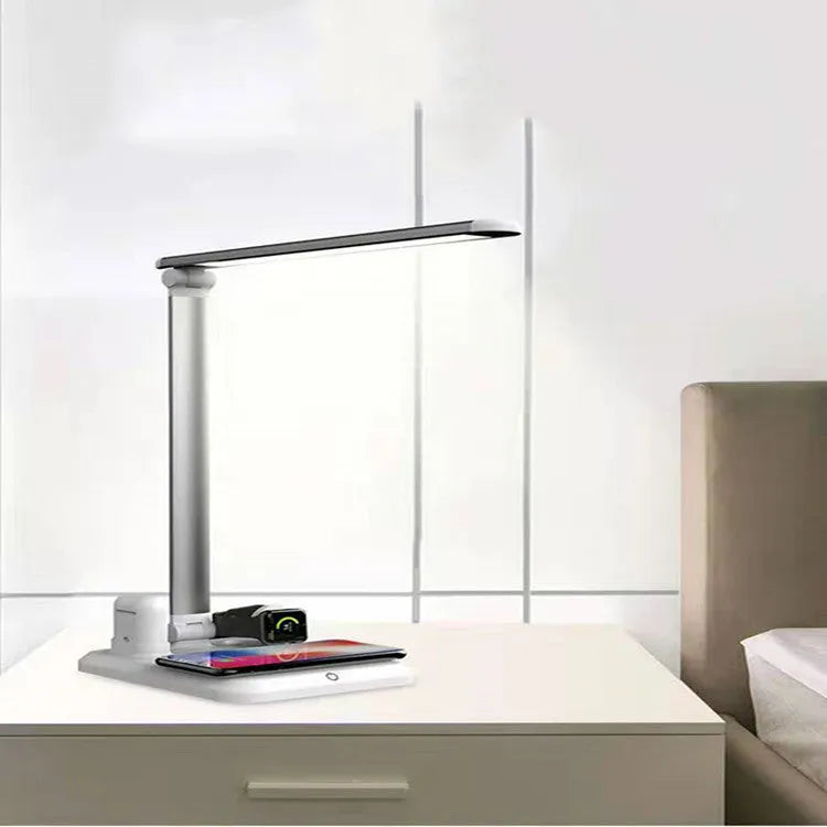 Black and white 4-in-1 LED desk lamp with integrated wireless charging function and TYPE-C port