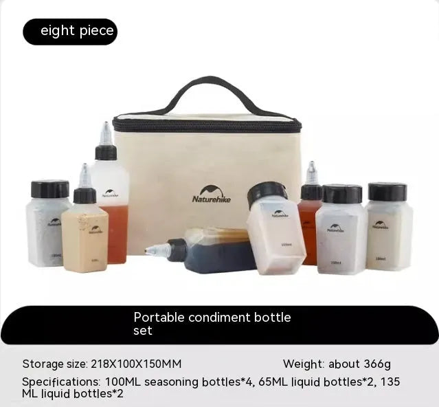 Naturehike six-piece portable seasoning bottle set with modern simplicity design