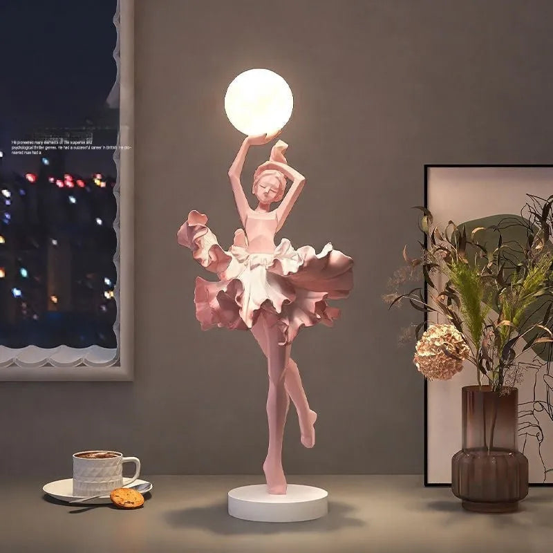 Art Girl Atmosphere resin USB night light ornament in black gold, white, pink, or light blue.