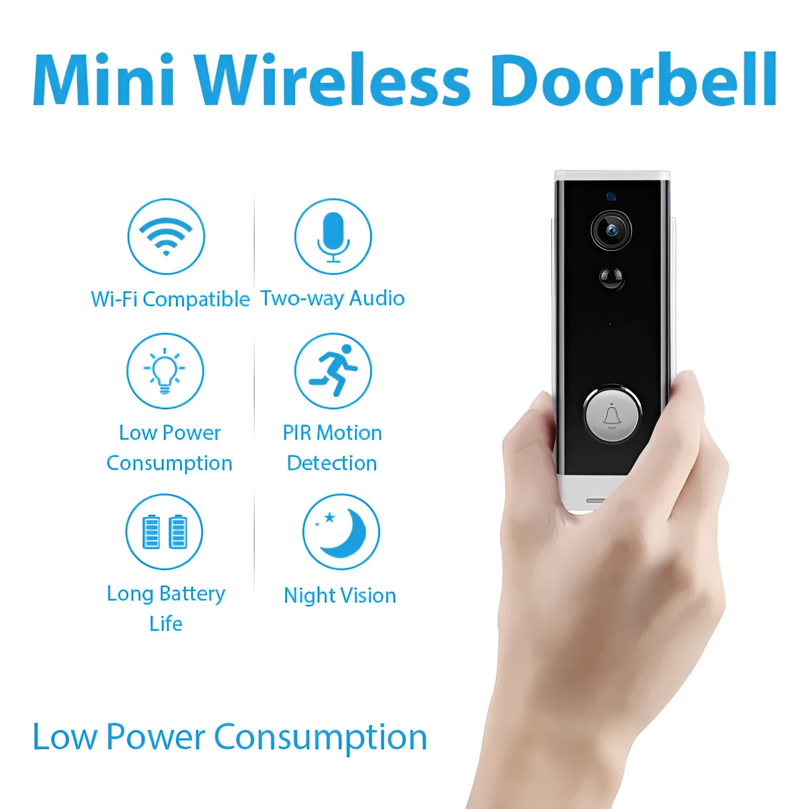 White network wireless video intercom camera for mobile phone remote monitoring with wall-mounted design