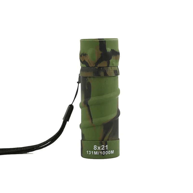 821 Oblique Rib Monoculars high power HD ordinary telescope with black finish, lanyard, and organiser case