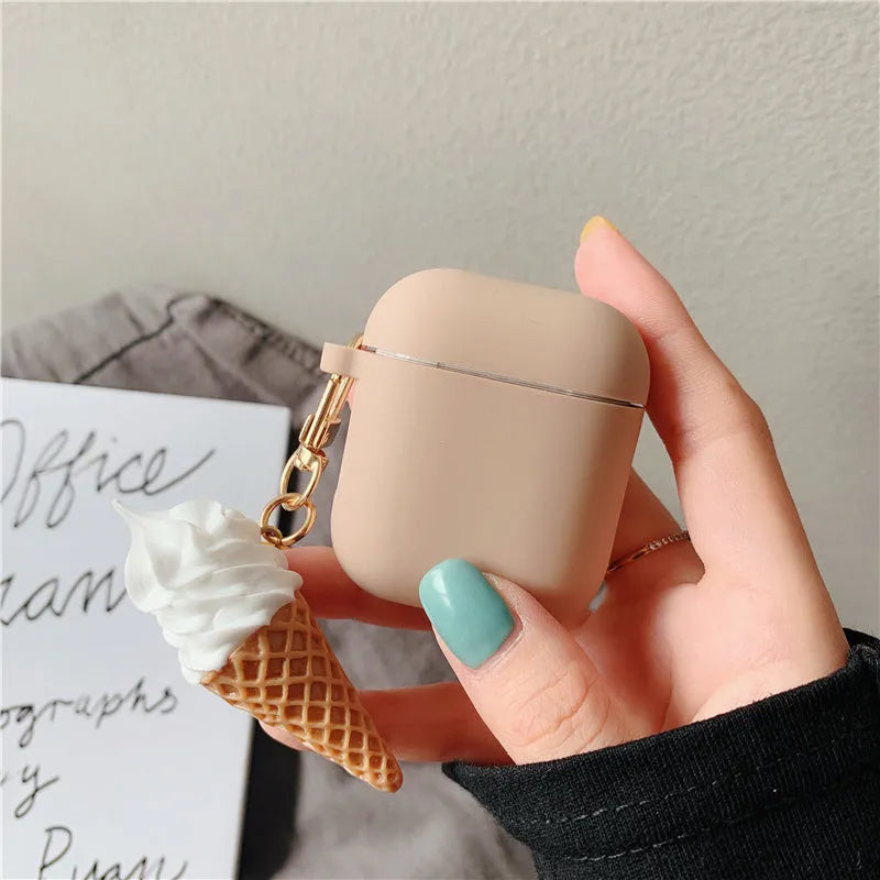 Cylinder ice cream design silicone case protector for Apple AirPods 2 wireless headset in assorted colours