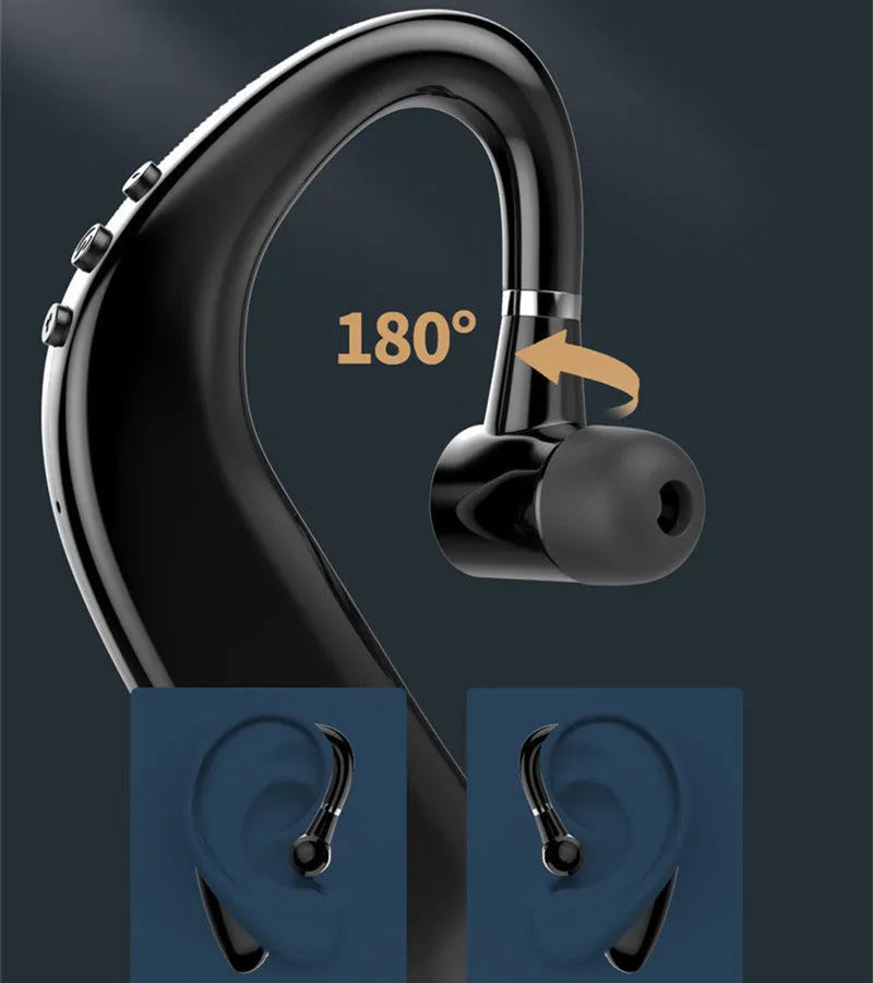 Wireless Bluetooth unilateral in-ear headset in black or blue colour with adjustable earpiece