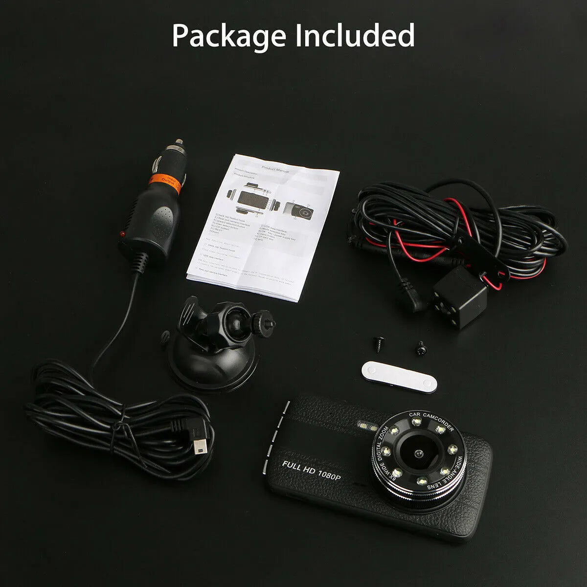 HD driving recorder with 8 night vision lights and 4.0 inch screen, dual lens 32GB model