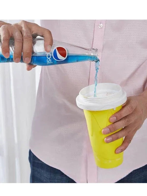 Blue quick refrigeration pinch cup with double layer silicone construction and instant cooling activation
