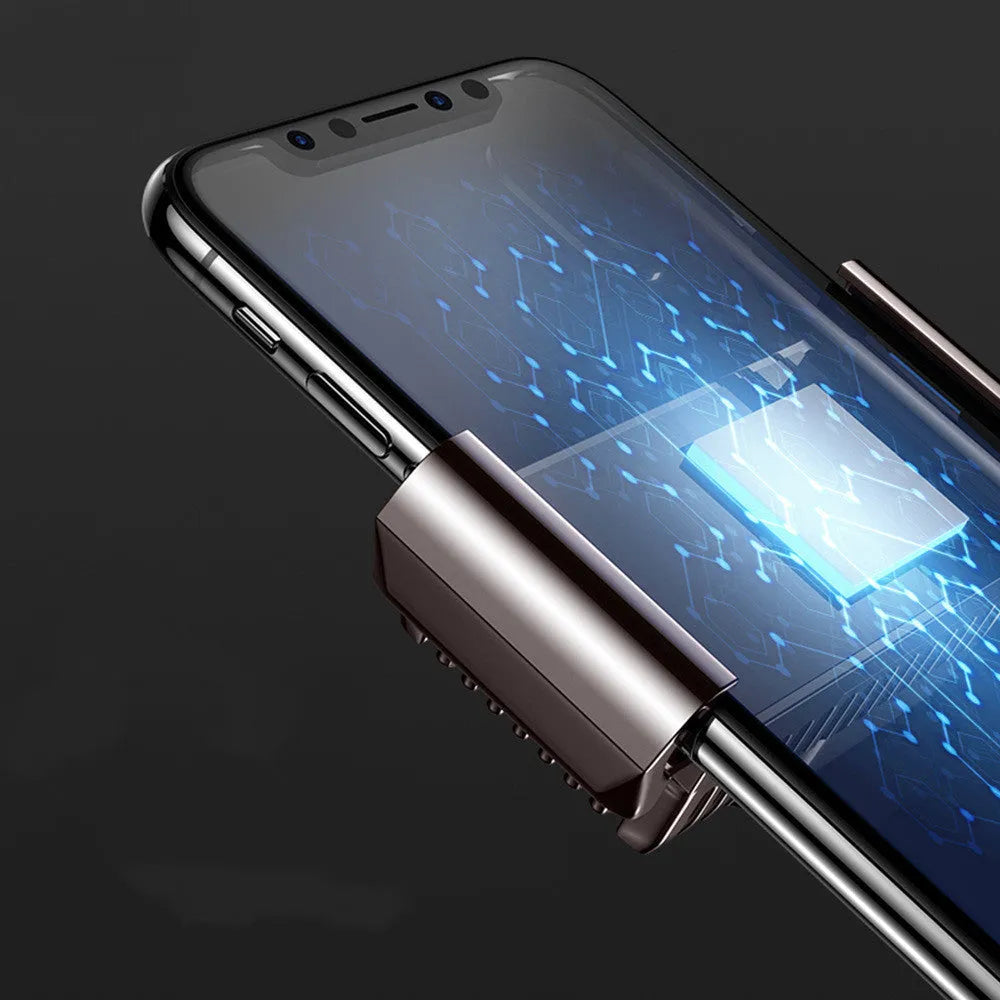 Black mobile phone radiator with clip design showing ceramic cooling surface and aluminum construction