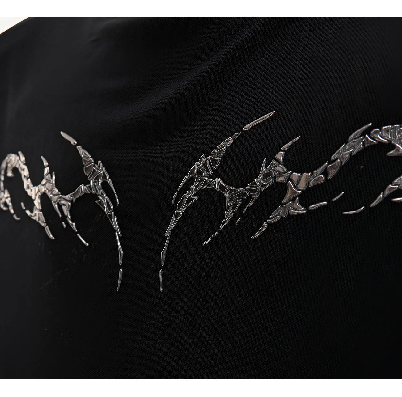 Men's black slim fit long sleeve mesh shirt with ice-feel fabric on hanger