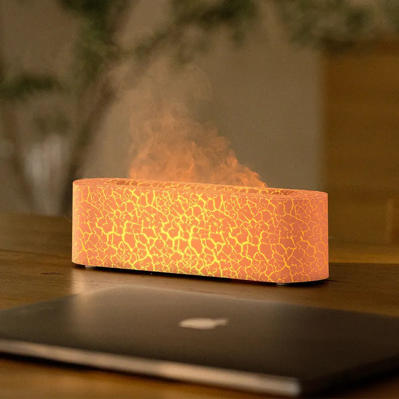 Square black desktop humidifier with creative lava flame lighting effect