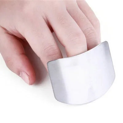 Stainless steel finger guard for kitchen safety during vegetable cutting tasks