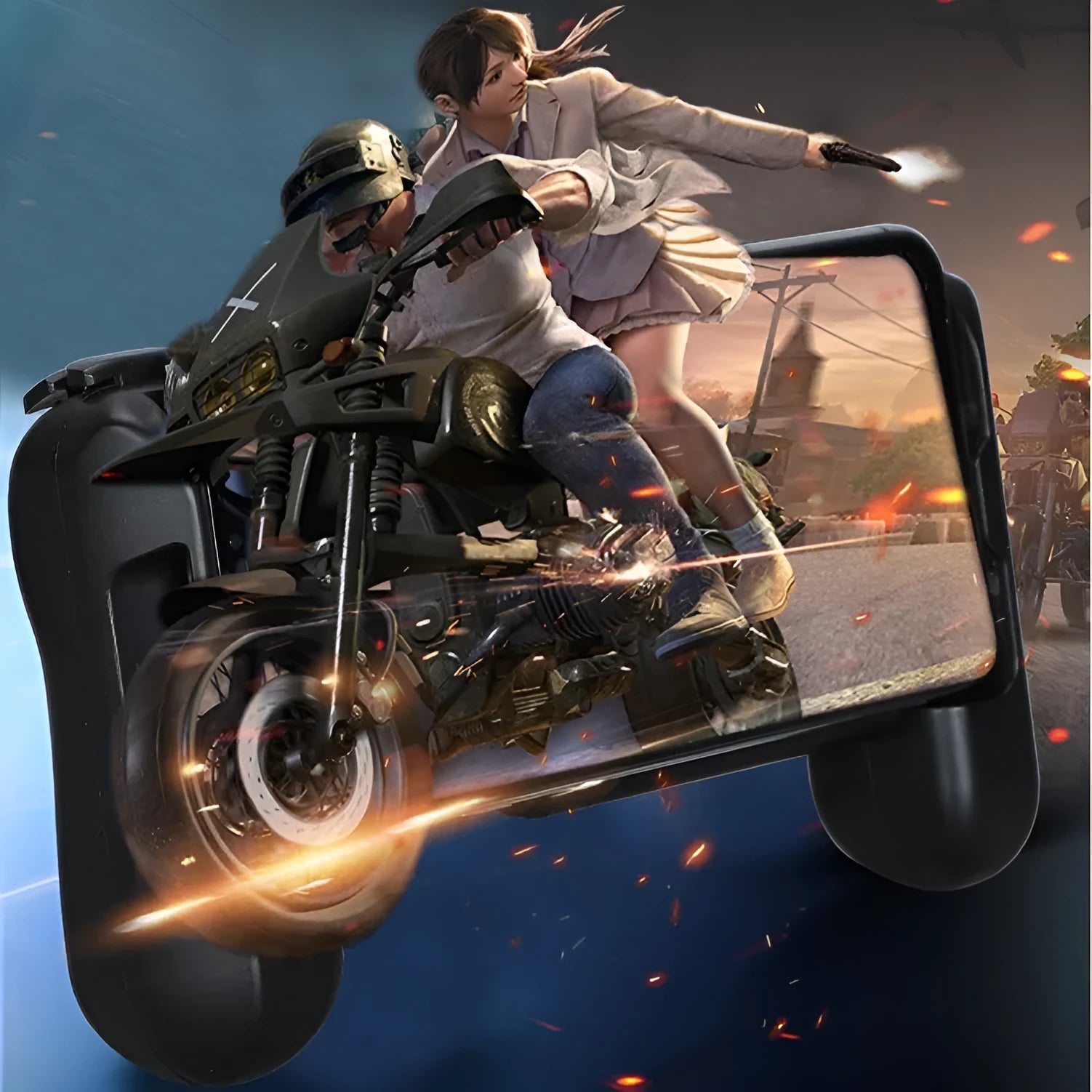 Black Bluetooth mobile game controller for iPhone with cooling feature and 2000mAh battery
