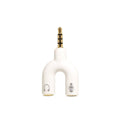 3.5mm audio splitter adapter with gold-plated connections in black, blue, green, red, white, or yellow