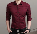 Polka dot men's dress shirt with slim fit in green colour long sleeves