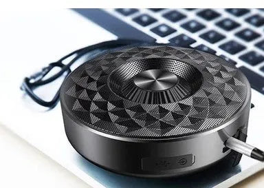 Compact wireless Bluetooth speaker shown in black, orange, and silvery white colour options