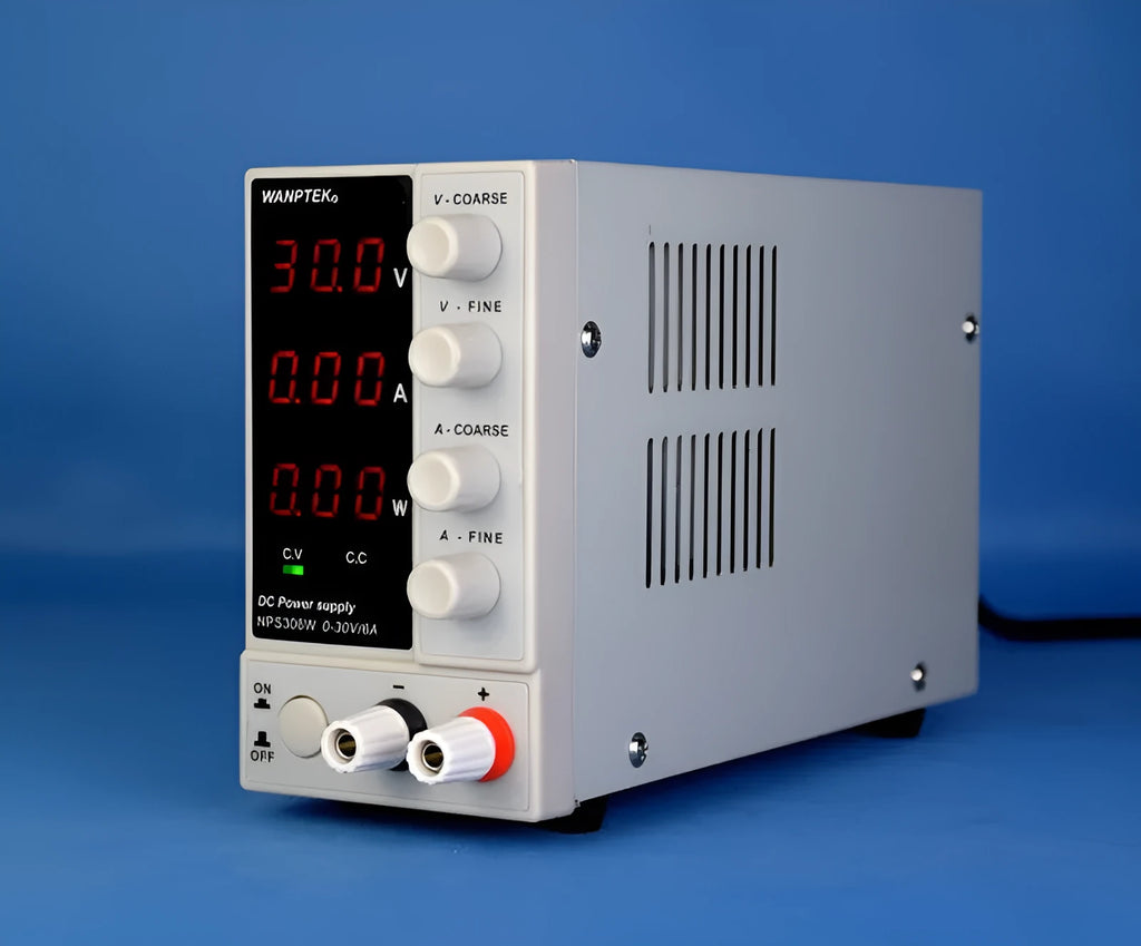 White adjustable DC laboratory power supply with 0-60V 0-5A output for electronic repair work