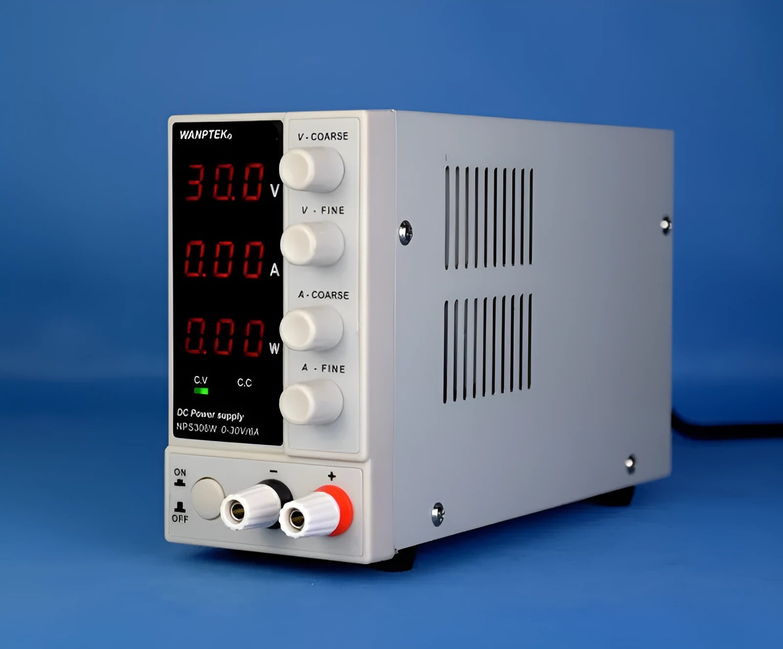 White adjustable DC laboratory power supply with 0-60V 0-5A output for electronic repair work